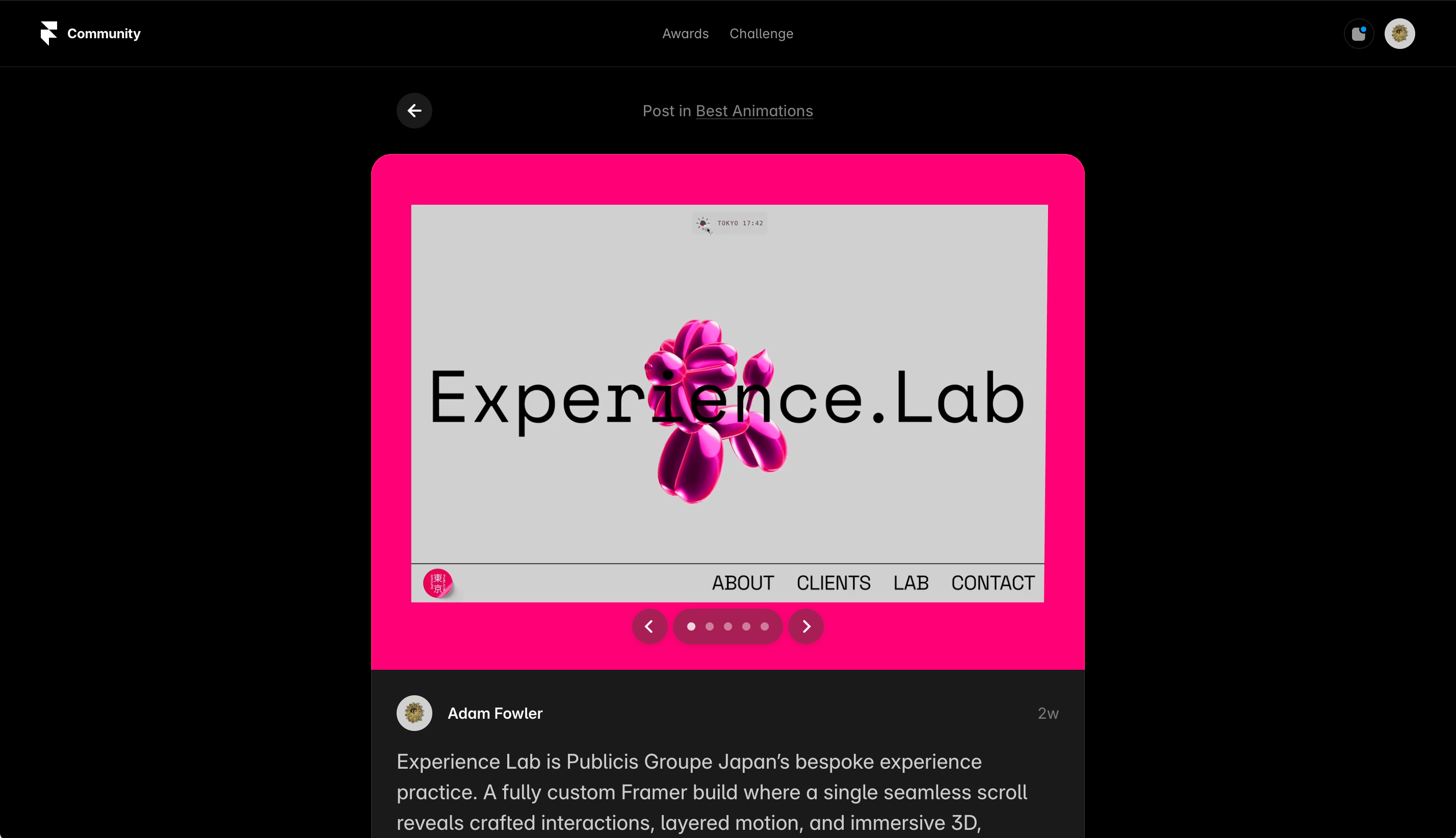 Experience.Lab awards recognition